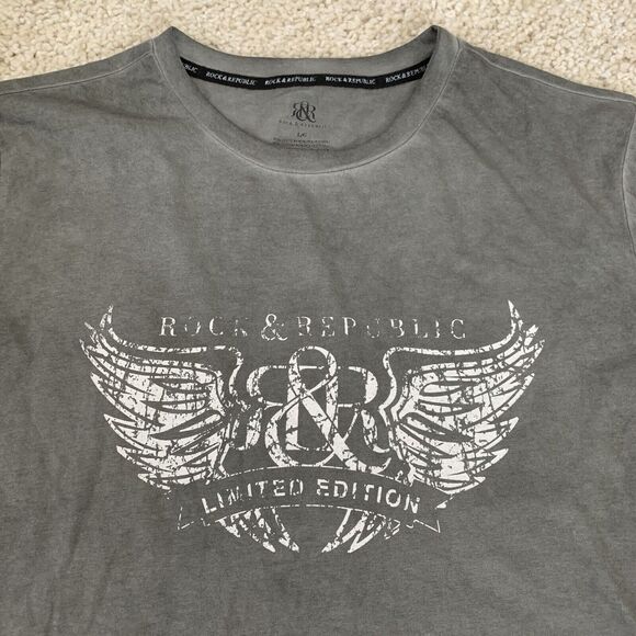 Rock & Republic T-Shirt Mens Size Large Gray Graphic Long Sleeve Tee NEW - Picture 3 of 8